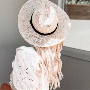 Vici Cream and Black Woven Hat